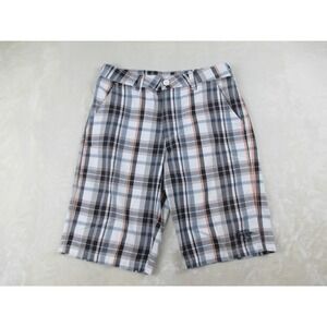 No Fear Shorts Mens 32‎ White Chino Plaid Skater Skateboard Casual*